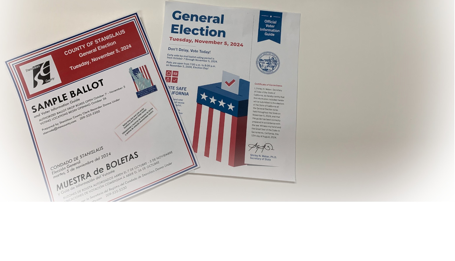 Samples of General Election ballots